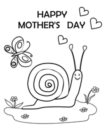 Happy Mother's Day Snail Coloring Card