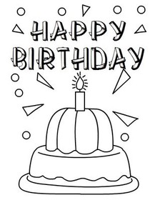 Happy Birthday Cake Coloring Card