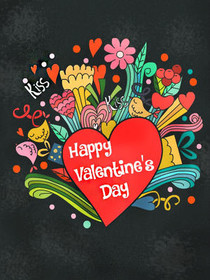 Happy Valentine's Day Floral Heart