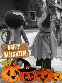 Halloween Kids in Costumes Card