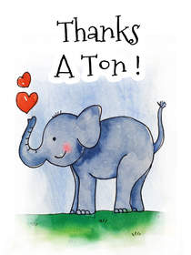 Thanks A Ton Elephant Thank You Card