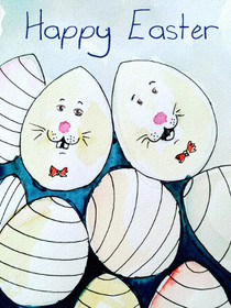 Happy Easter Bunny Couple Card