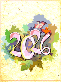 2026 New Year Watercolor Greeting Card