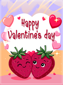 Happy Valentines Day Strawberry Hearts
