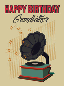 Vintage Gramophone Birthday Card
