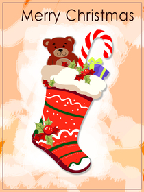 Teddy Bear Christmas Stocking Card