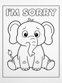I'm Sorry Sad Elephant Coloring Card