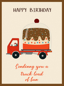 Birthday Cake Truck Fun Card