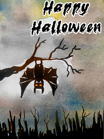 Spooky Bat Halloween Greeting Card