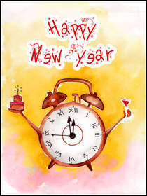 Happy New Year Alarm Clock Card