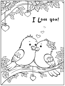 Love Birds "I Love You" Coloring Card