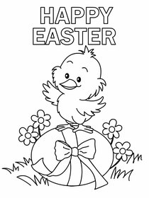 Happy Easter Chick Coloring Card