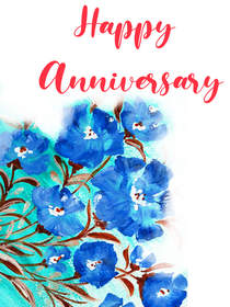 Happy Anniversary Blue Flowers