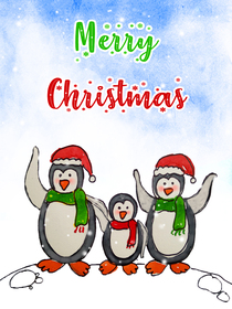 Merry Christmas Penguin Family