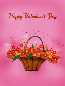 Happy Valentine's Day Flower Basket