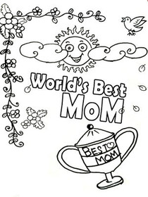 World's Best Mom Coloring Card