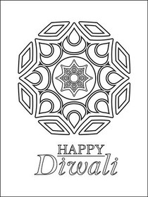 Happy Diwali Mandala Coloring Card