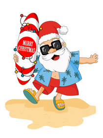 Tropical Santa Beach Christmas Card