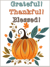 Grateful Thankful Blessed Autumn Card