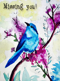 Missing You Blue Bird Card