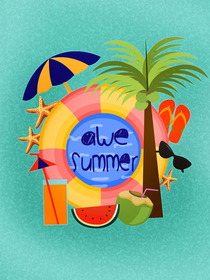 Blue Summer Tropical Beach Card
