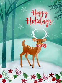 Happy Holidays Reindeer Card