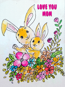 Love You Mom Bunny Card