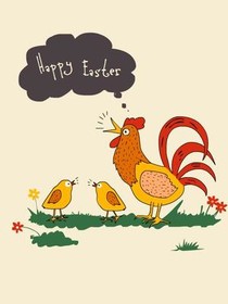 Happy Easter Rooster & Chicks Card