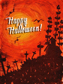 Happy Halloween Cemetery Scene