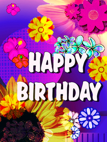 Colorful Flowers Happy Birthday