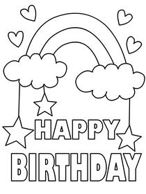 Rainbow Happy Birthday Coloring Card