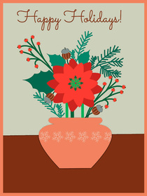Happy Holidays Poinsettia Floral