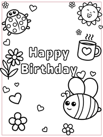 Happy Birthday Coloring Card