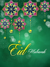Eid Mubarak Green Ornament Greeting Card