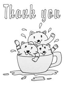 Thank You Cute Cats in Teacup
