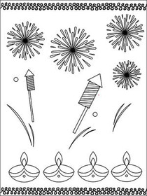 Fireworks and Sparklers Line Art