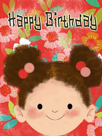 Happy Birthday Girl with Afro Puffs