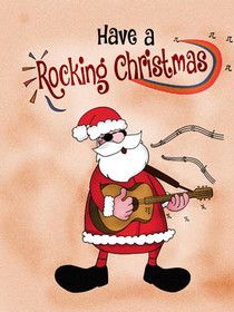 Rocking Christmas Santa Guitar Card