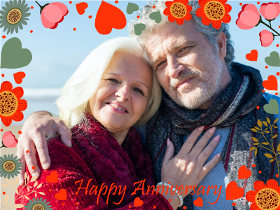 Happy Anniversary Floral Photo Card