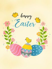 Happy Easter Eggs & Chicks Card