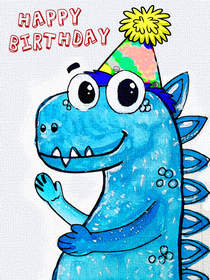Happy Birthday Blue Dinosaur