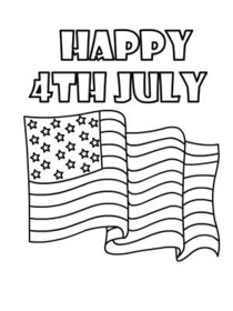 Happy 4th of July Flag Coloring Card