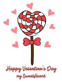 Valentine's Day Heart Lollipop Card