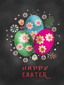 Colorful Easter Eggs with Flowers