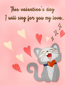 Singing Cat Valentine's Day Card