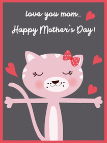 Pink Cat Mother's Day Greeting Card
