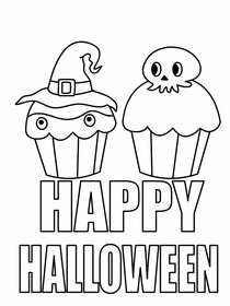 Happy Halloween Cupcake Coloring Card