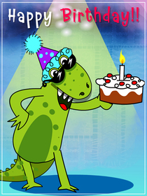 Happy Birthday Frog with Cake