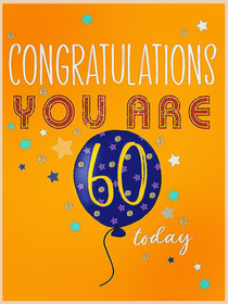 60th Birthday Balloon Congratulations Card