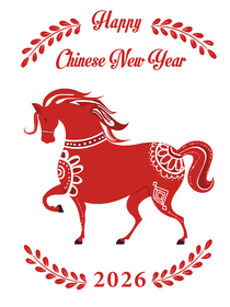 Happy Chinese New Year 2026 Horse Card